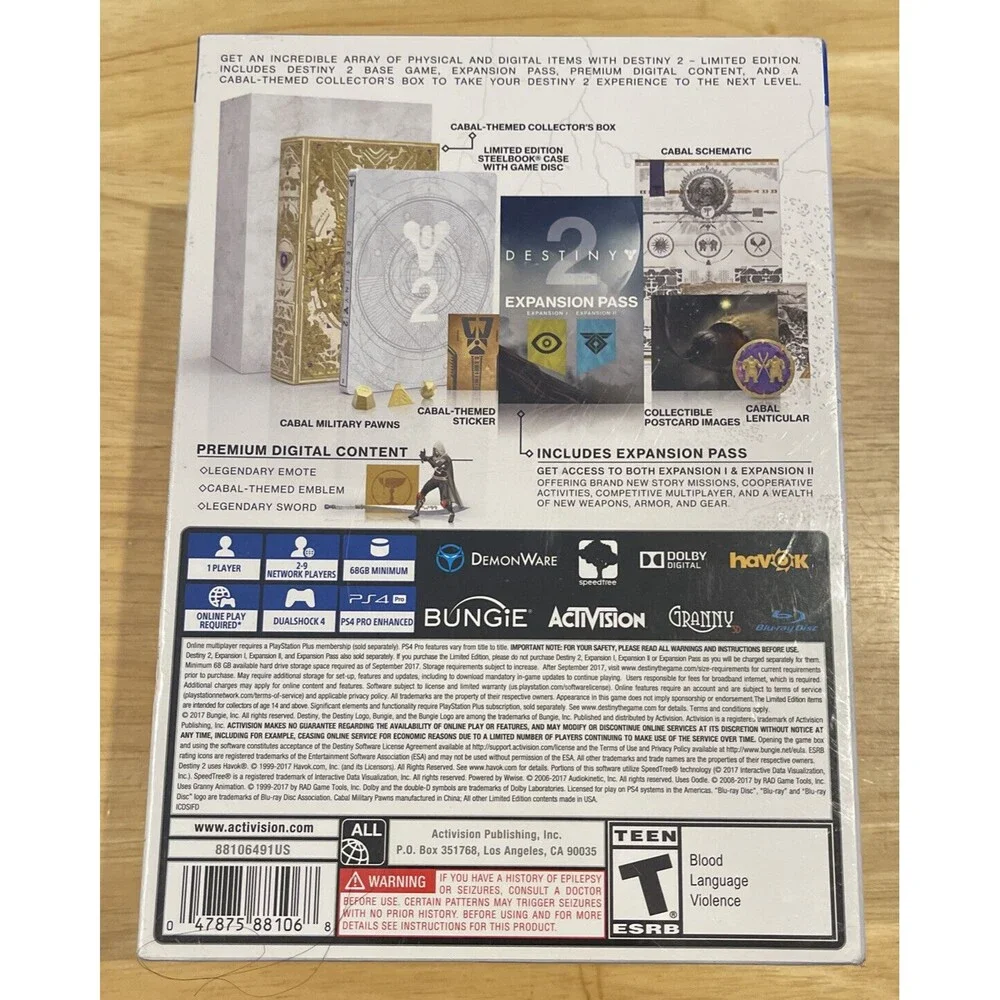 Destiny 2 Limited Edition (Sony PlayStation 4, 2017) PS4 New Sealed